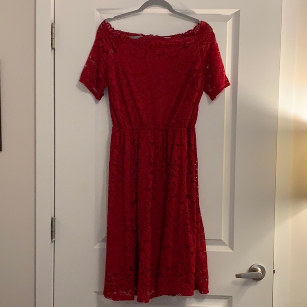 Burgundy red lace dress. Never worn. Without tags.